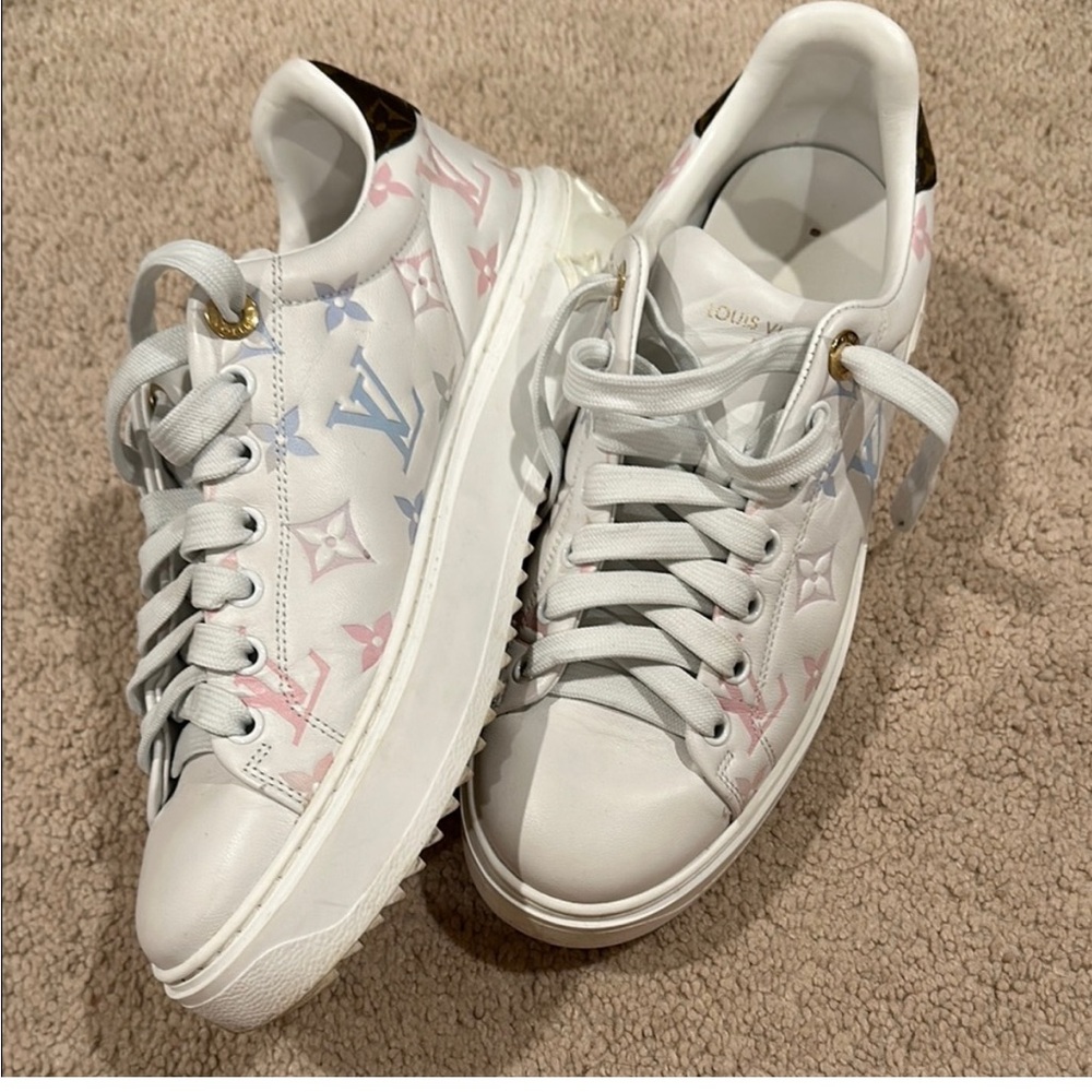 Louis Vuitton White Sneakers with Pastel Accents